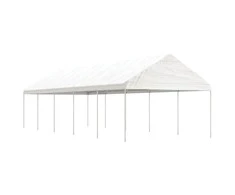 Pavėsinė su stogu, balta, 11,15x4,08x3,22m, polietilenas
