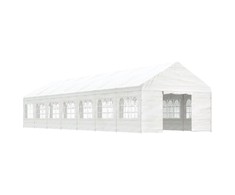 Pavėsinė su stogu, balta, 15,61x4,08x3,22m, polietilenas