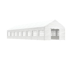 Pavėsinė su stogu, balta, 17,84x4,08x3,22m, polietilenas