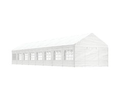 Pavėsinė su stogu, balta, 17,84x4,08x3,22m, polietilenas