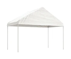Pavėsinė su stogu, balta, 4,08x2,23x3,22m, polietilenas