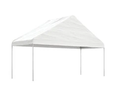 Pavėsinė su stogu, balta, 5,88x2,23x3,75m, polietilenas