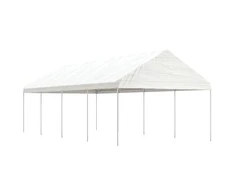 Pavėsinė su stogu, balta, 8,92x4,08x3,22m, polietilenas