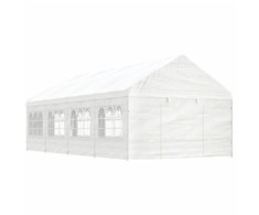 Pavėsinė su stogu, balta, 8,92x4,08x3,22m, polietilenas