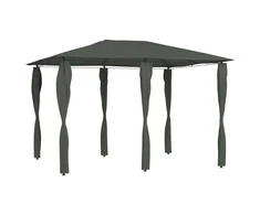 Pavėsinė su stulpų uždangalais, antracito, 3x4x2,6m, 160g/m²