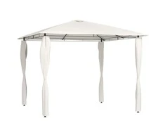 Pavėsinė su stulpų uždangalais, kreminė, 3x3x2,6m, 160g/m²