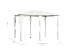Pavėsinė su stulpų uždangalais, kreminė, 3x4x2,6m, 160g/m²