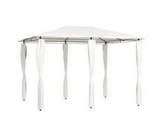 Pavėsinė su stulpų uždangalais, kreminė, 3x4x2,6m, 160g/m²