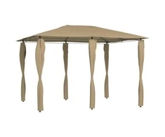 Pavėsinė su stulpų uždangalais, taupe, 3x4x2,6m, 160g/m²