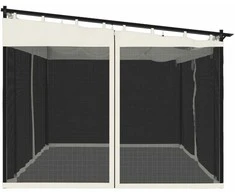 Pavėsinė su tinklelio sienelėmis, kreminė spalva, 4x3m, plieno