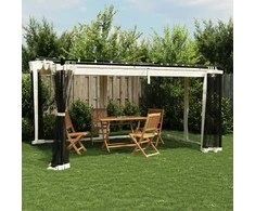 Pavėsinė su tinklelio sienelėmis, kreminė spalva, 4x3m, plieno