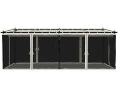Pavėsinė su tinklelio sienelėmis, kreminė, 6x3m, plienas