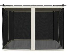 Pavėsinė su tinklelio sienelėmis, kreminės, 3x3m, plienas