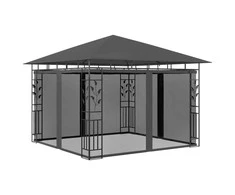 Pavėsinė su tinkleliu nuo uodų, antracito, 3x3x2,73m, 180g/m²