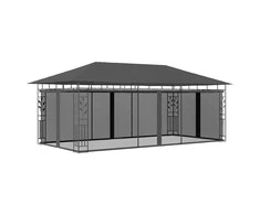 Pavėsinė su tinkleliu nuo uodų, antracito spalvos, 6x3x2,73m