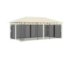 Pavėsinė su tinkleliu nuo uodų, kreminės spalvos, 6x3x2,73m