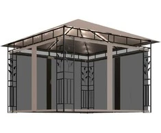 Pavėsinė su tinkleliu nuo vabzdžių ir lemputėmis LED, taupe
