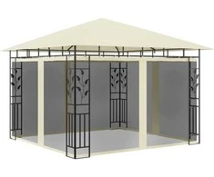 Pavėsinė su tinkleliu nuo vabzdžių ir lemputėmis LED, kreminė