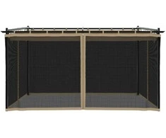 Pavėsinė su tinklinėmis sienelėmis, taupe, 4x3m, plienas