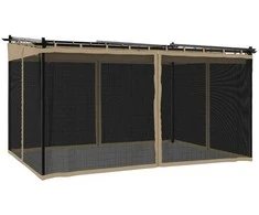 Pavėsinė su tinklinėmis sienelėmis, taupe, 4x3m, plienas