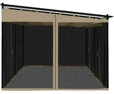 Pavėsinė su tinklinėmis sienelėmis, taupe, 6x3m, plienas