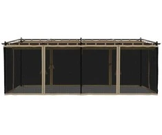 Pavėsinė su tinklinėmis sienelėmis, taupe, 6x3m, plienas