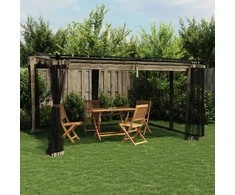 Pavėsinė su tinklinėmis sienelėmis, taupe, 4x3m, plienas