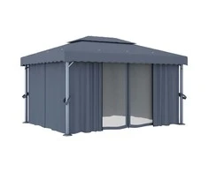 Pavėsinė su užuolaidomis, antracito spalvos, 4x3m