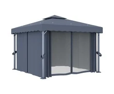 Pavėsinė su užuolaidomis, antracito spalvos, 3x3m
