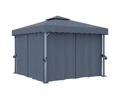 Pavėsinė su užuolaidomis, antracito spalvos, 3x3m