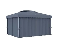 Pavėsinė su užuolaidomis, antracito spalvos, 4x3m