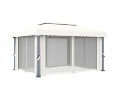 Pavėsinė su užuolaidomis, baltos spalvos, 4x3m