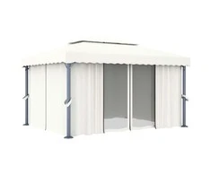Pavėsinė su užuolaidomis, baltos spalvos, 4x3m