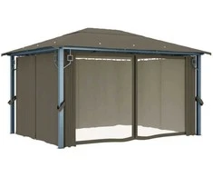 Pavėsinė su užuolaidomis ir lemputėmis LED, taupe, 400x300cm