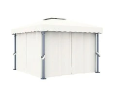 Pavėsinė su užuolaidomis, kreminė balta, 3x3m