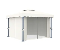 Pavėsinė su užuolaidomis, kreminė balta, 3x3m