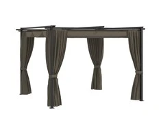 Pavėsinė su užuolaidomis, taupe spalvos, 3x3m, plienas