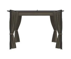 Pavėsinė su užuolaidomis, taupe spalvos, 3x3m, plienas