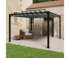 Pavėsinė su žaliuzių stogu, antracito, 3x3m, audinys/aliuminis