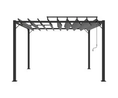 Pavėsinė su žaliuzių stogu, antracito, 3x3m, audinys/aliuminis