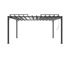 Pavėsinė su žaliuzių stogu, antracito, 3x4m, audinys/aliuminis