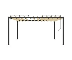 Pavėsinė su žaliuzių stogu, kreminė, 3x4m, audinys/aliuminis
