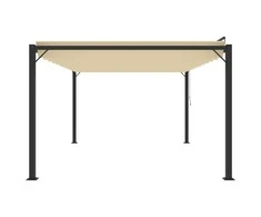 Pavėsinė su žaliuzių stogu, kreminė, 3x4m, audinys/aliuminis