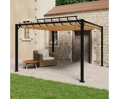 Pavėsinė su žaliuzių stogu, taupe, 3x3m, audinys/aliuminis