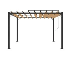 Pavėsinė su žaliuzių stogu, taupe, 3x3m, audinys/aliuminis