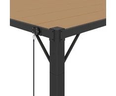 Pavėsinė su žaliuzių stogu, taupe, 3x3m, audinys/aliuminis