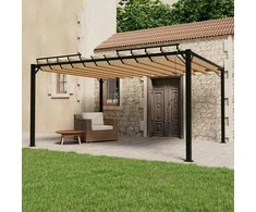 Pavėsinė su žaliuzių stogu, taupe, 3x4m, audinys/aliuminis