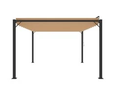 Pavėsinė su žaliuzių stogu, taupe, 3x4m, audinys/aliuminis
