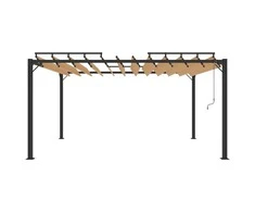 Pavėsinė su žaliuzių stogu, taupe, 3x4m, audinys/aliuminis