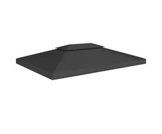 Pavėsinės uždangalas, 2 pakopų, juodas, 4x3m, 310 g/m²